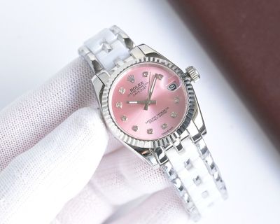 Rolex Datejust Women 2236 Movement 31mm Pink Face Ceramic and 316L Steel Band Watch